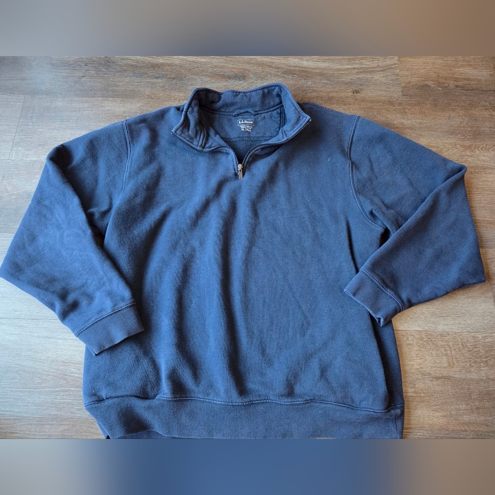 LL Bean Half Zipper Sweatshirt Navy Blue Outdoor Pullover Sweater Mens XL Tall